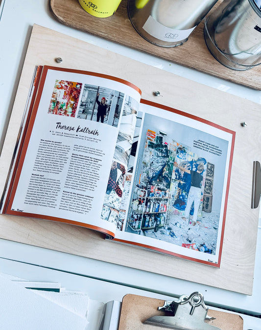 Flow Magazin Print Kunst kaufen düsseldorf abstrakte malerei modern bunt farbenfroh stark Kunstakademie düsseldorf scandi style Achtsamkeit slow art design