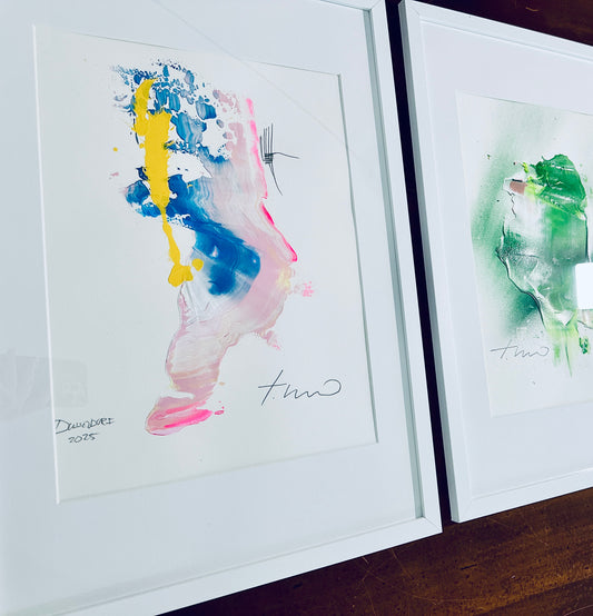 bunte farbenfroh modern Handwerkerin Künstlerin Theresa Kallrath kallART Instagram Blau Gelb Rosa Bild Malerin Original